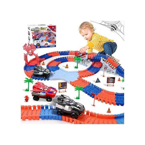 212-Pcs Race Car Track with 2 Spider Cars