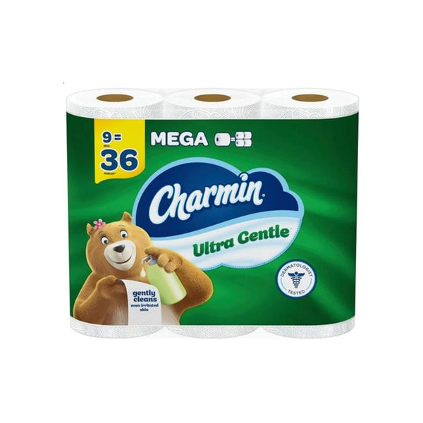 9 Mega Rolls = 36 Regular Rolls of Charmin Ultra Gentle Toilet Paper