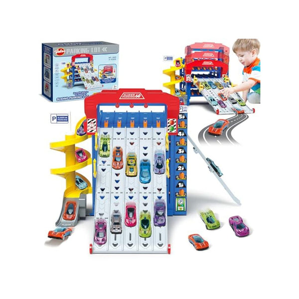 Sliding Track Car Toy Parking Set With 10 Cars