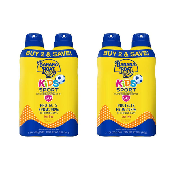4 Cans of Banana Boat Sport Kids Sunscreen Spray SPF 50