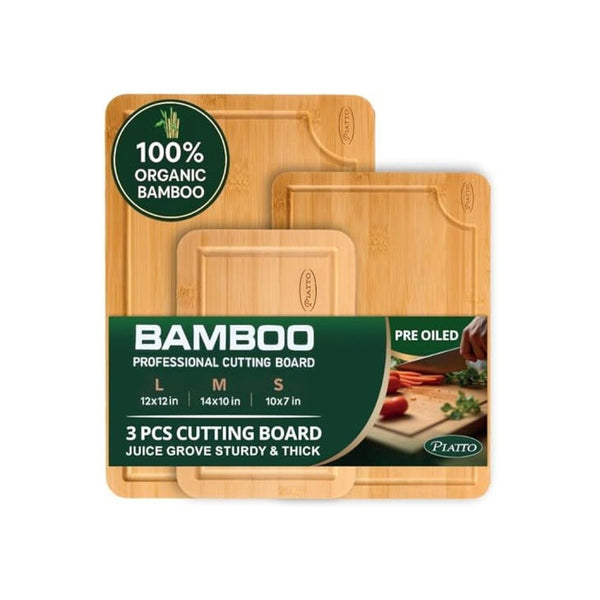 3 Pack Bamboo Cutting Boards Set