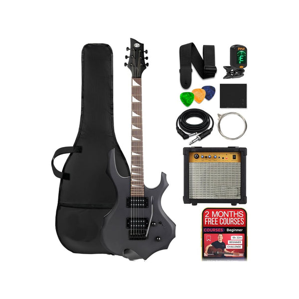 Pyle Heavy Metal EG Fire Electric Guitar Axe w/ Amplifier Kit & Accessories