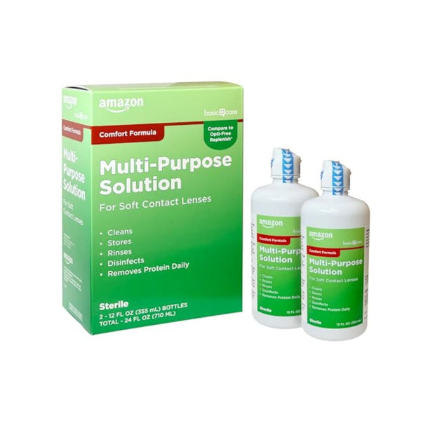 2 Pack Amazon Basic Care Contacts Solution 12 oz