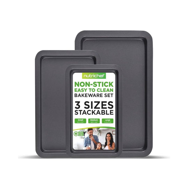 NutriChef 3-Piece Non-Stick Cookie Sheets