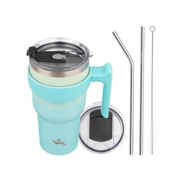 30 oz Insulated Tumbler with Handle, 2 Lids & 2 Straws
