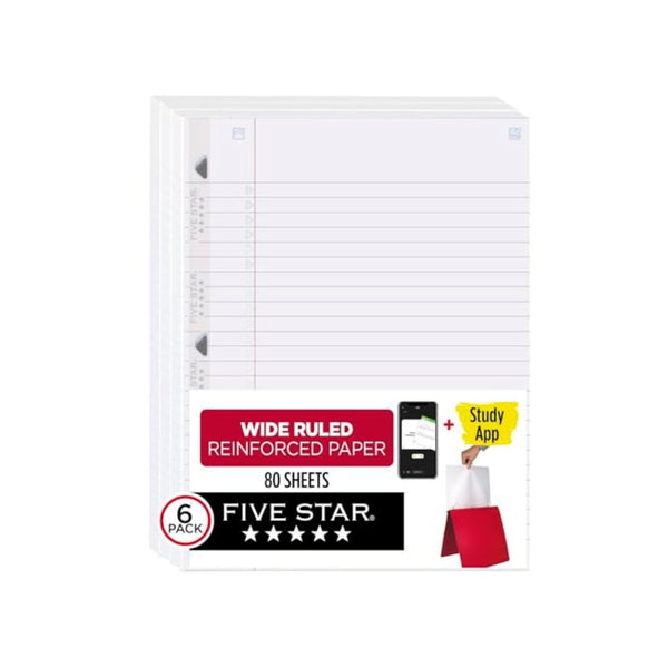 3 Packs Of 80 Five Star Reinforced Loose Leaf Papers