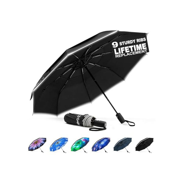 42 Inch Windproof Folding Umbrella Double Canopy Auto Open