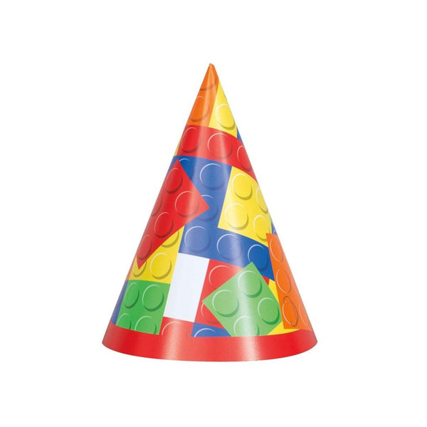 Pack of 8 Building Blocks Birthday Party Hats