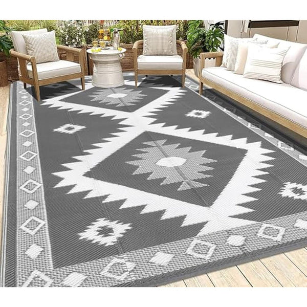 6'x9' Outdoor Waterproof Reversible Patio Rug Mat