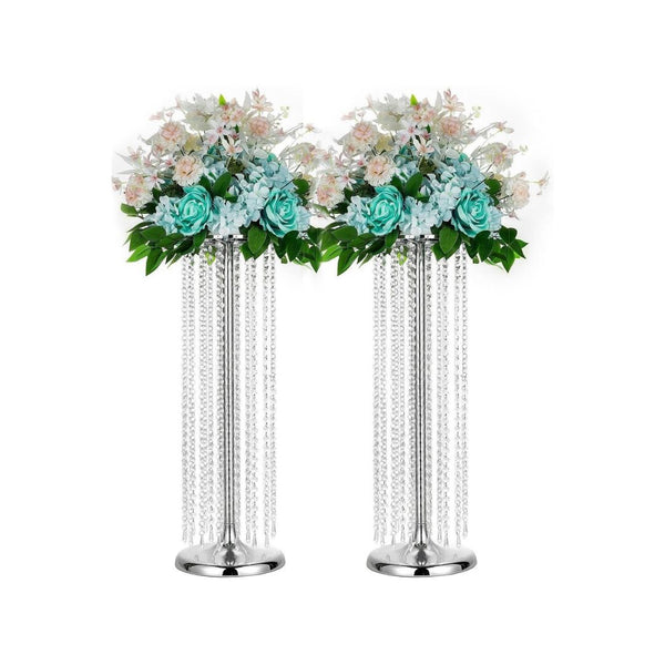 2-Pcs 27.5in Tall Silver Elegant Flower Centerpiece