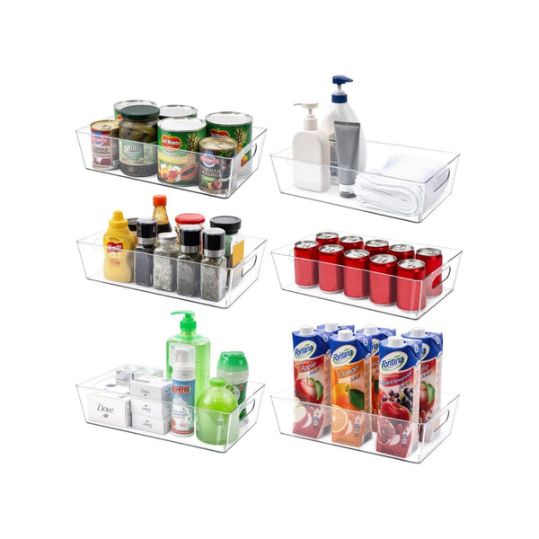 6 Pack Large Clear Storage Bins