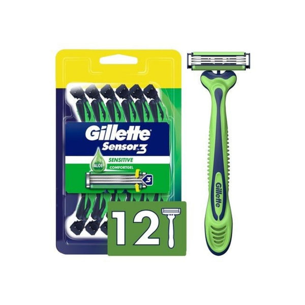 12 Gillette Sensor3 Sensitive Men's Disposable Razors