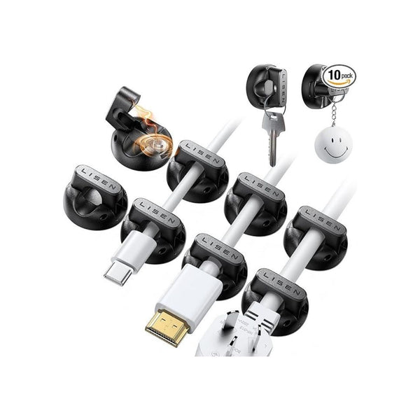 10 Pack LISEN Magnetic Cord Holders Cable Management Clips