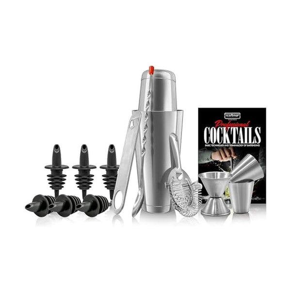 NutriChef 15 Piece Cocktail Shaker Bartender Kit Stainless Steel Set