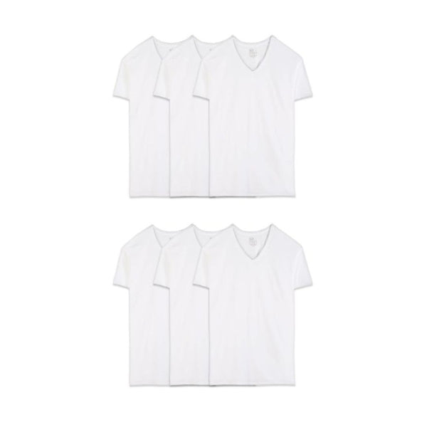 6 Fruit of the Loom Men's V-Neck Undershirts
