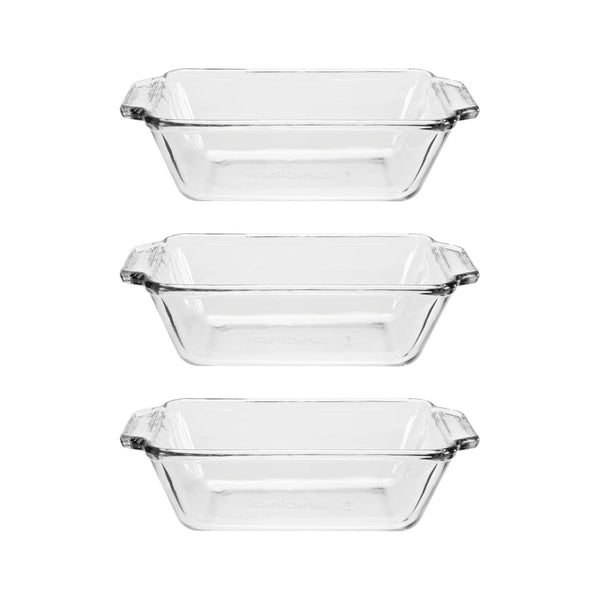 Set of 3 Anchor Hocking Glass Bread Pan, 1.5 Quart