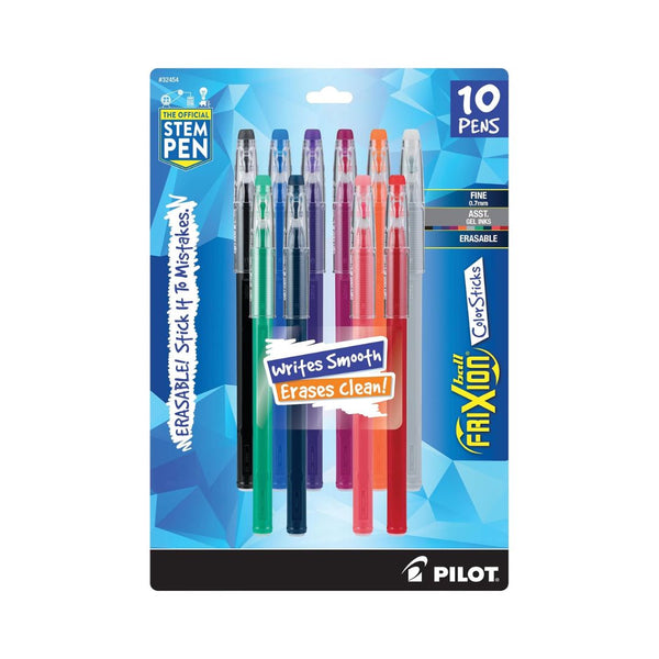 Pack of 10 Pilot FriXion ColorSticks Erasable Gel Ink Pens