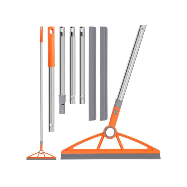 2-in-1 Adjustable Rubber Broom with Scraper