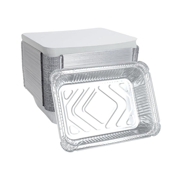 Pack of 50 Aluminum Pans with Lids