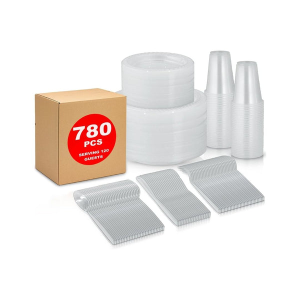 780 Piece Disposable Clear Tableware Set