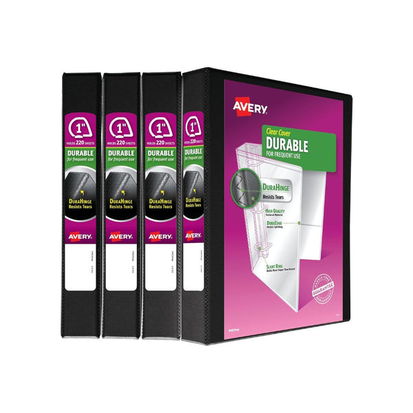4-Pack Avery Durable View 3 Ring 1 Inch Black Binders