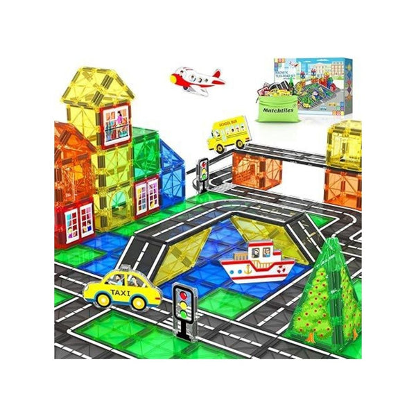 Magnetic Building Tiles Road Toys