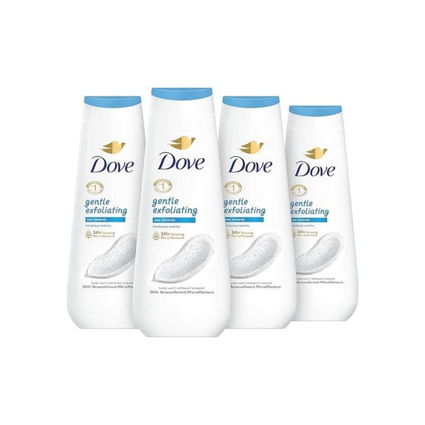 4 Bottles of Dove Body Wash Gentle Exfoliating With Sea Minerals
