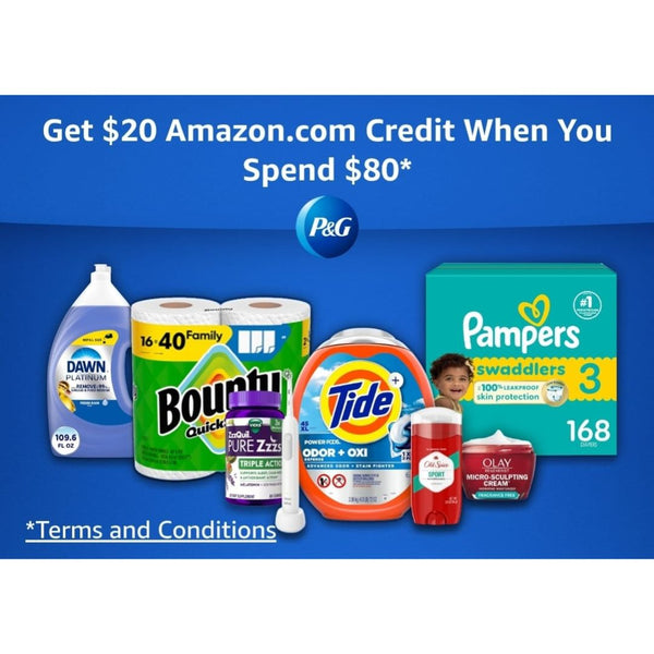 Get $20 Amazon Credit When You Spend $80 On Select P&G Products