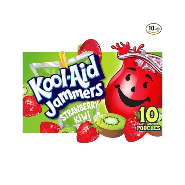 10 Pouches of Kool-Aid Jammers Strawberry Kiwi Flavored Drink