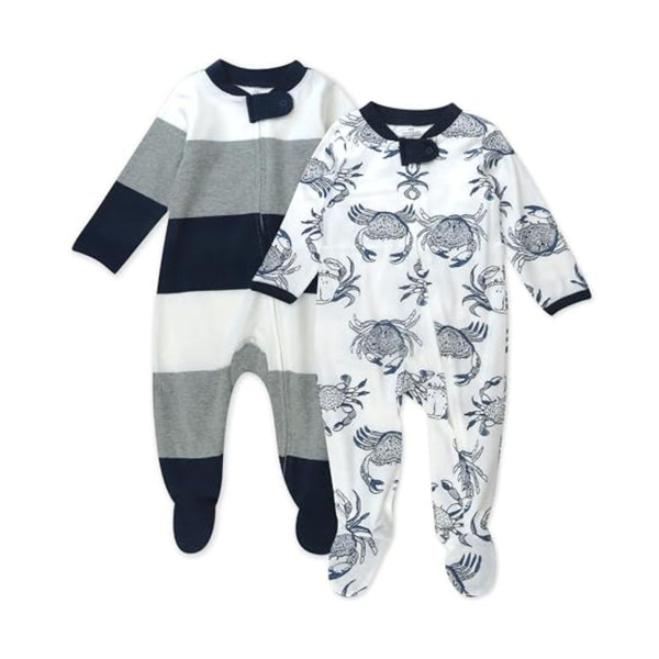 Set Of 2 HonestBaby Sleep And Play Footed Pajamas Jumpsuits