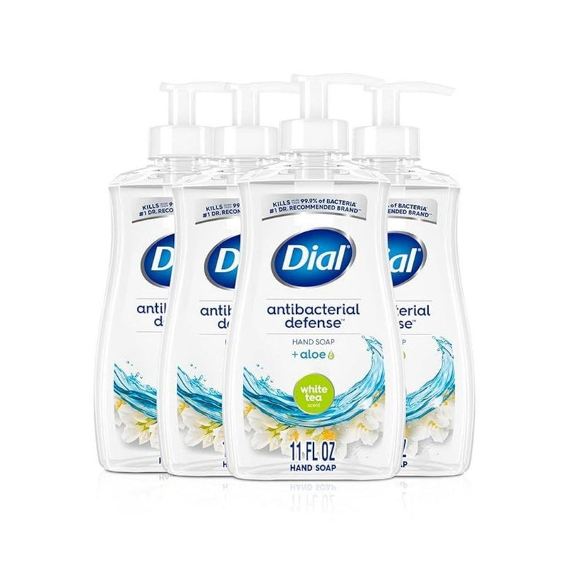 4 Bottles of Dial Antibacterial Liquid Hand Soap, White Tea