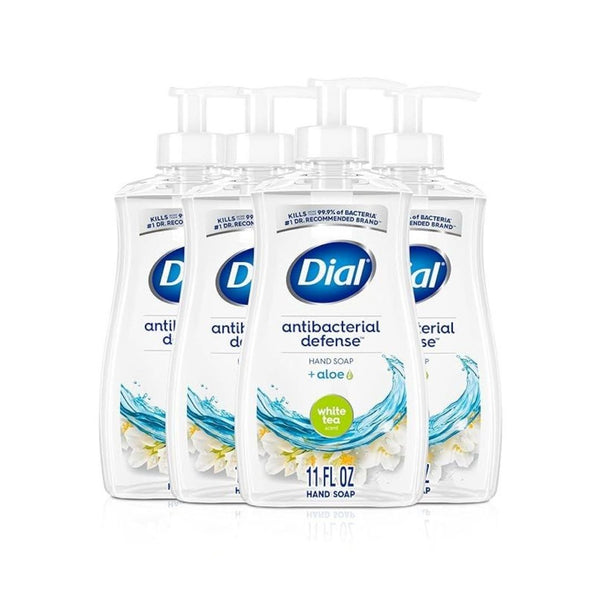 4 Bottles of Dial Antibacterial Liquid Hand Soap, White Tea