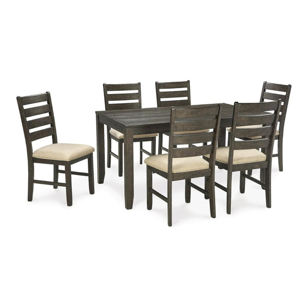 Signature Design by Ashley Dining Room Table Set with 6 Upholstered Chairs