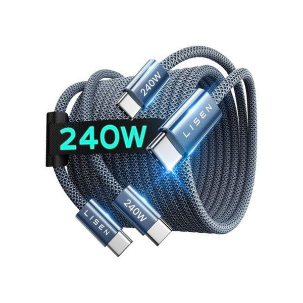 2-Pack 240W Lisen 6.6-Ft USB-C Cables