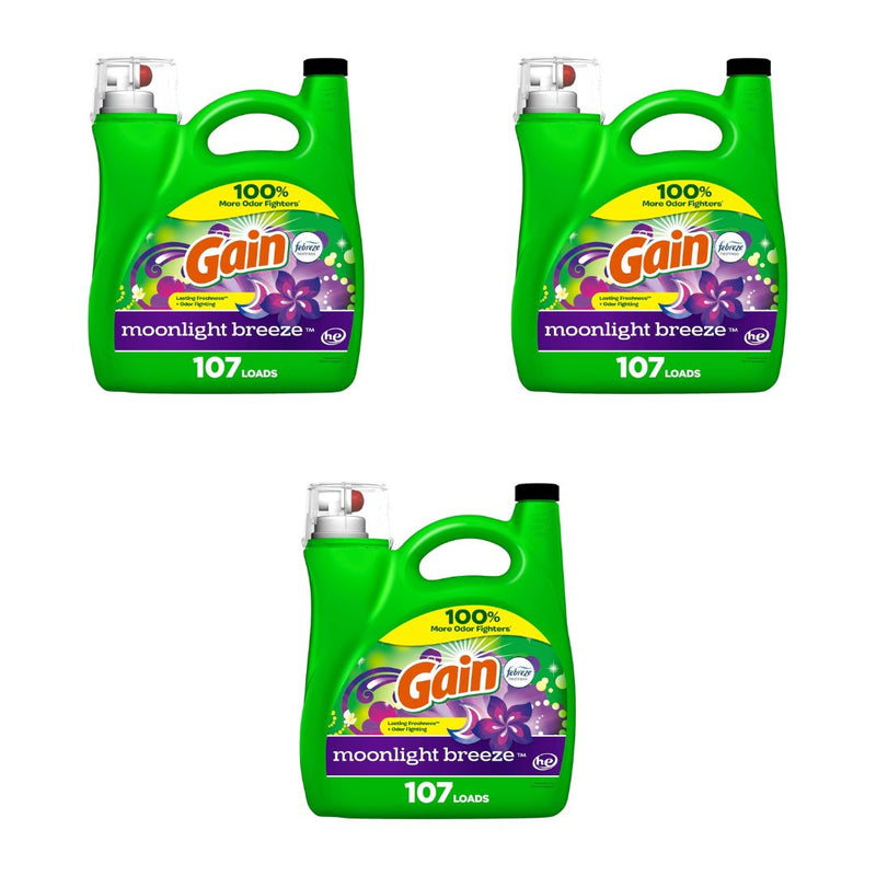 3-Pack 107 Loads Gain + Aroma Boost Liquid Laundry Detergent