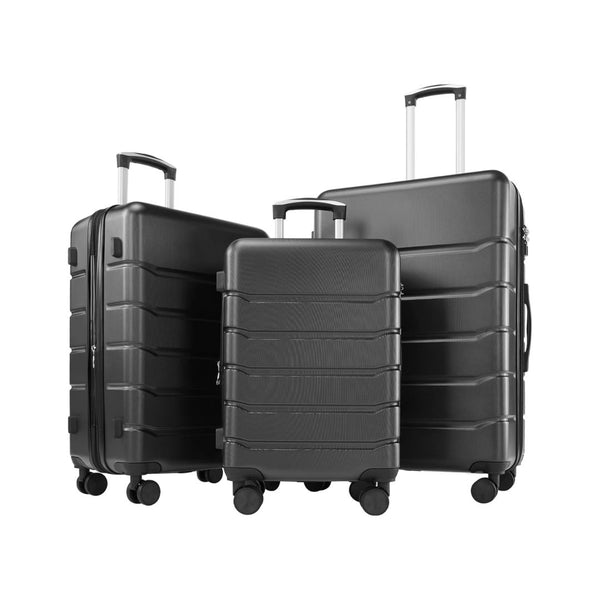 3-Pcs OLIXIS Central Hardside Expandable Luggage with Spinner Wheels Set