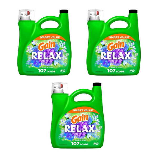 3-Pack 107 Loads Gain Liquid Laundry Detergent, Relax