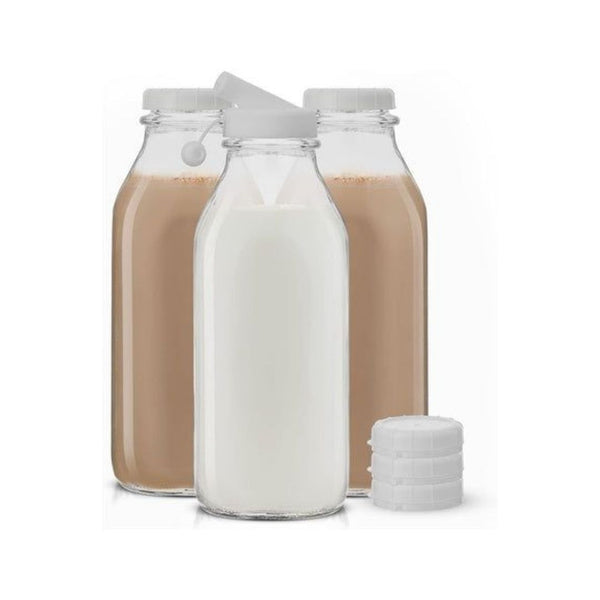 3-Pack JoyJolt 32 oz Glass Milk Bottles