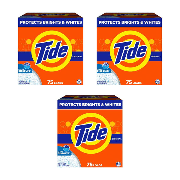 3-Pack 75 Loads Tide Powder Laundry Detergent, Original Scent