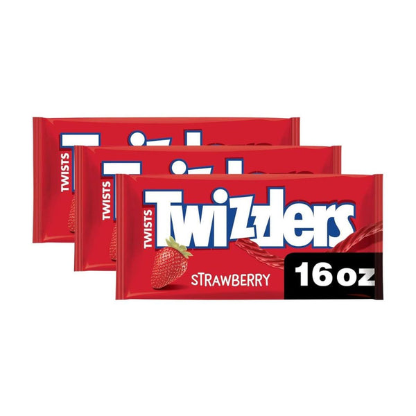 Pack of 3 TWIZZLERS Twists Strawberry Flavored Licorice Style, 16 oz