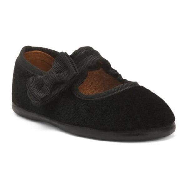 Elephantito Kids Made In Spain Velvet Bow Mary Jane Flats
