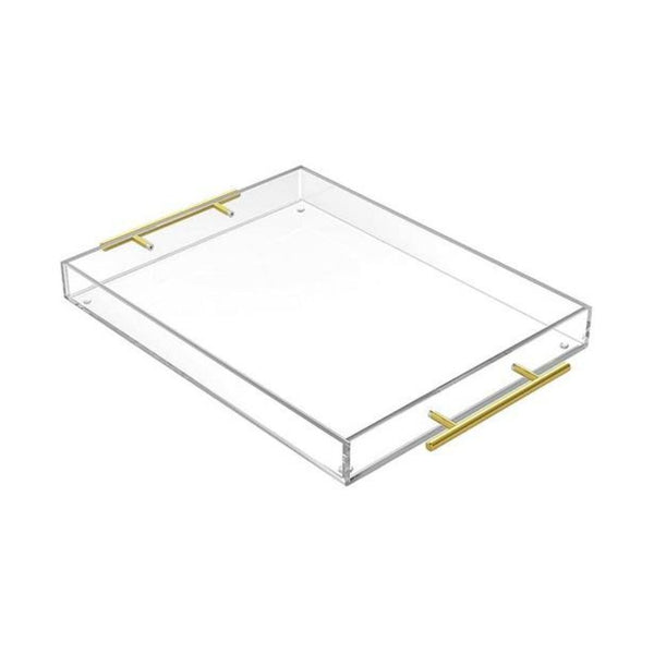 Acrylic Serving Tray with Gold Handles, 16"×12"