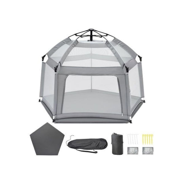 Portable Baby Playpen with Inflatable Mattress & Sunshade