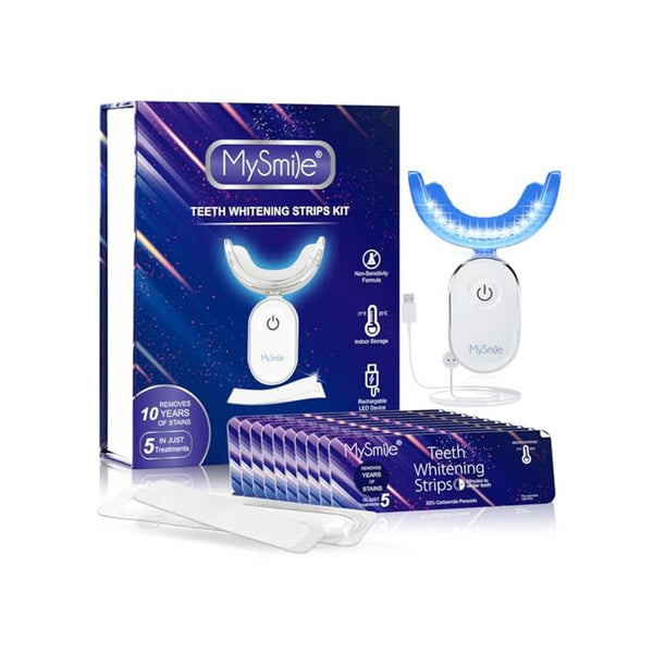 10 Pack Teeth Whitening Strips Kit with LED Light