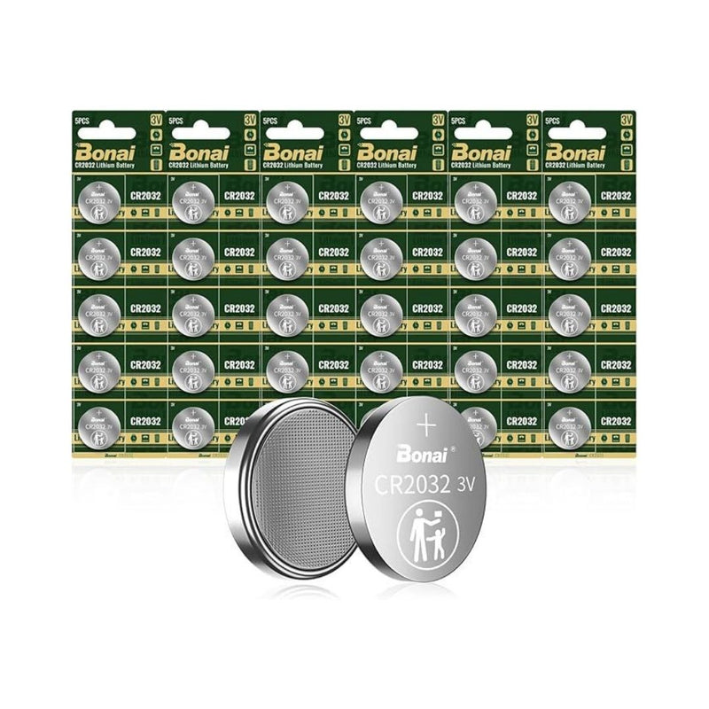 30-Count BONAI CR2032 3V Lithium Coin Button Batteries