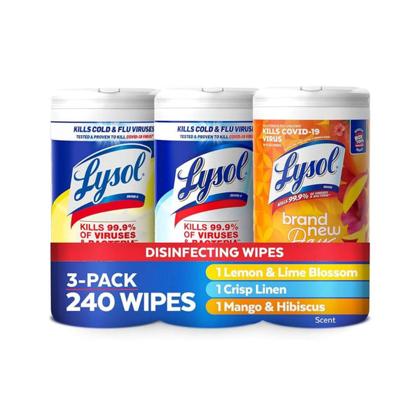 3-Pack of 80 Count Lysol Disinfectant Wipes Multi-Surface Cleaning Wipes