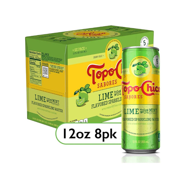 8 Cans of 12oz Topo Chico Sabores Lime with Mint Extract