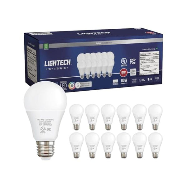 12 Pack A19 LED Light Bulbs 60W Equivalent