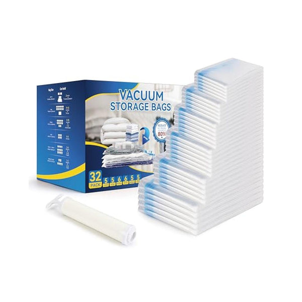 32 Pack Vacuum Storage Bags Space Saver with Pump