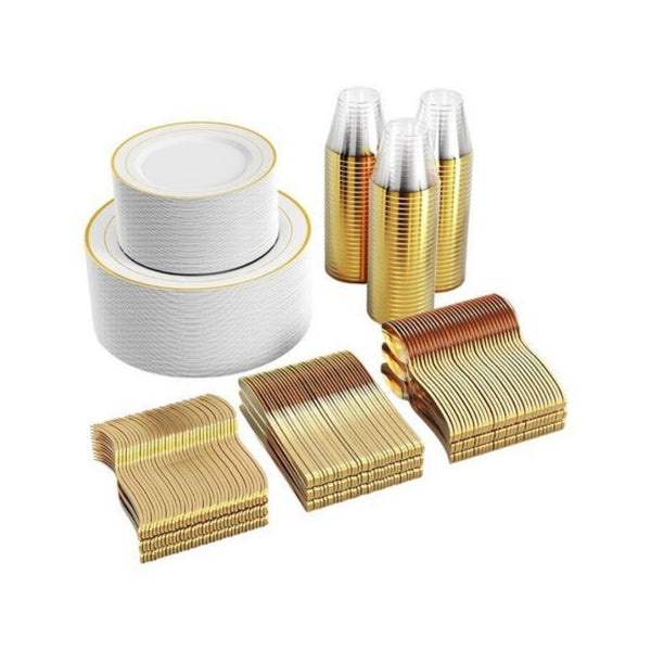 600-Piece Gold or Silver Disposable Dinnerware Set